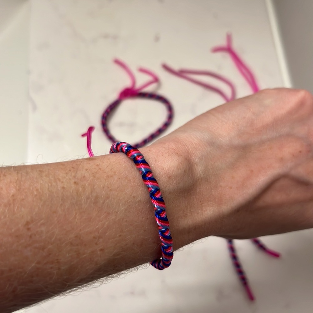 Four handmade friendship bracelets made in Peru